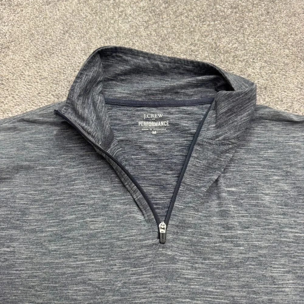 J.Crew Performance 1/4 Zip Pullover Shirt Mens Medium Heather Gray Long Sleeve